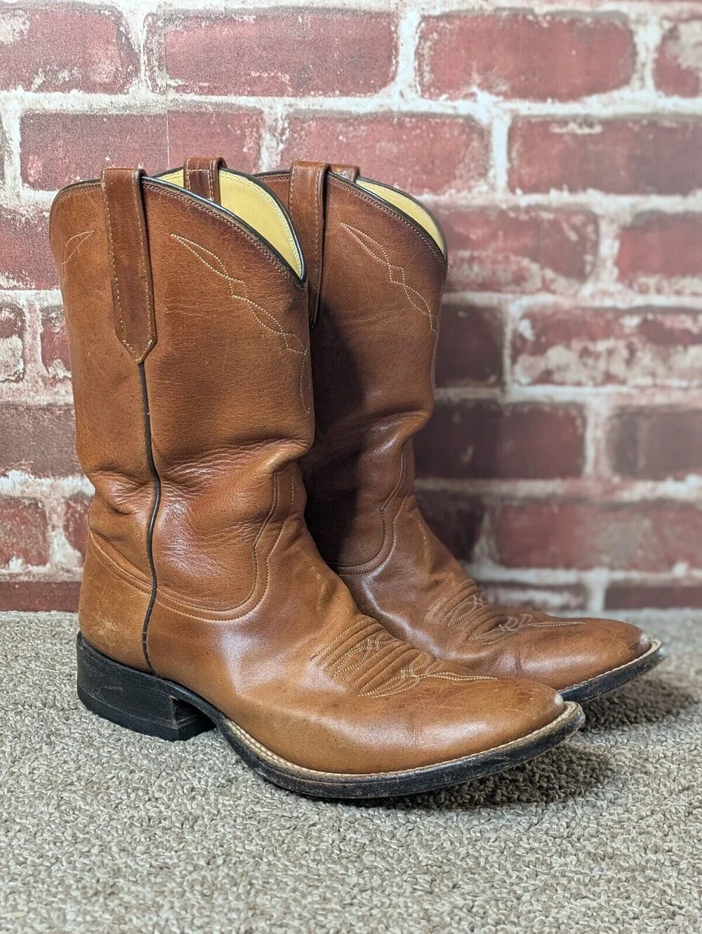 Rios of Mercedes 4900 Cowboy Boots Vintage Brown Leather Western Mens 9 E